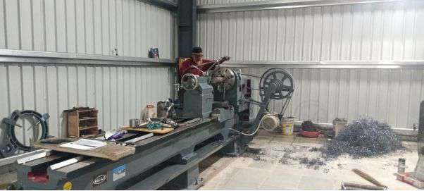 Heavy lathe on the shop floor